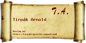 Tirpák Arnold névjegykártya